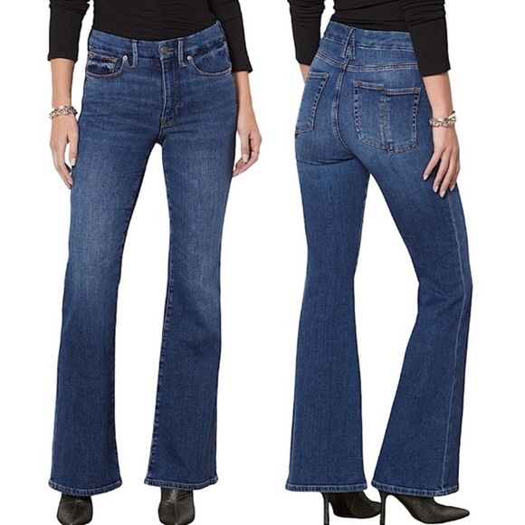 Good American Good Legs Flare Split Pocket Jeans Size 12/31 Elevated Basic - Picture 1 of 15